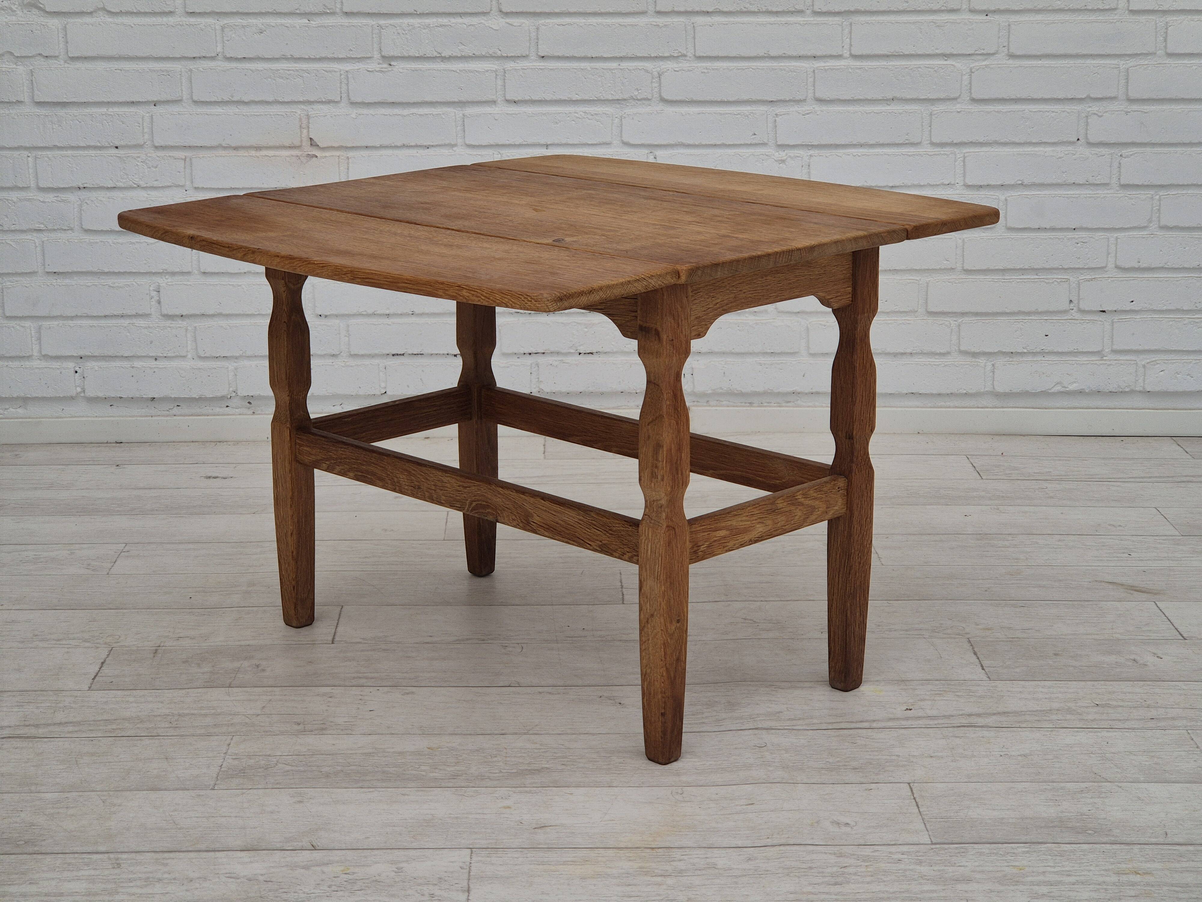 1970s, Danish design by Henning Kjærnulf for EG Kvalitetsmøbel, foldable sofa table, oak.