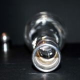 Carved crystal decanter - slender modernist shape with silver metal collar and cap