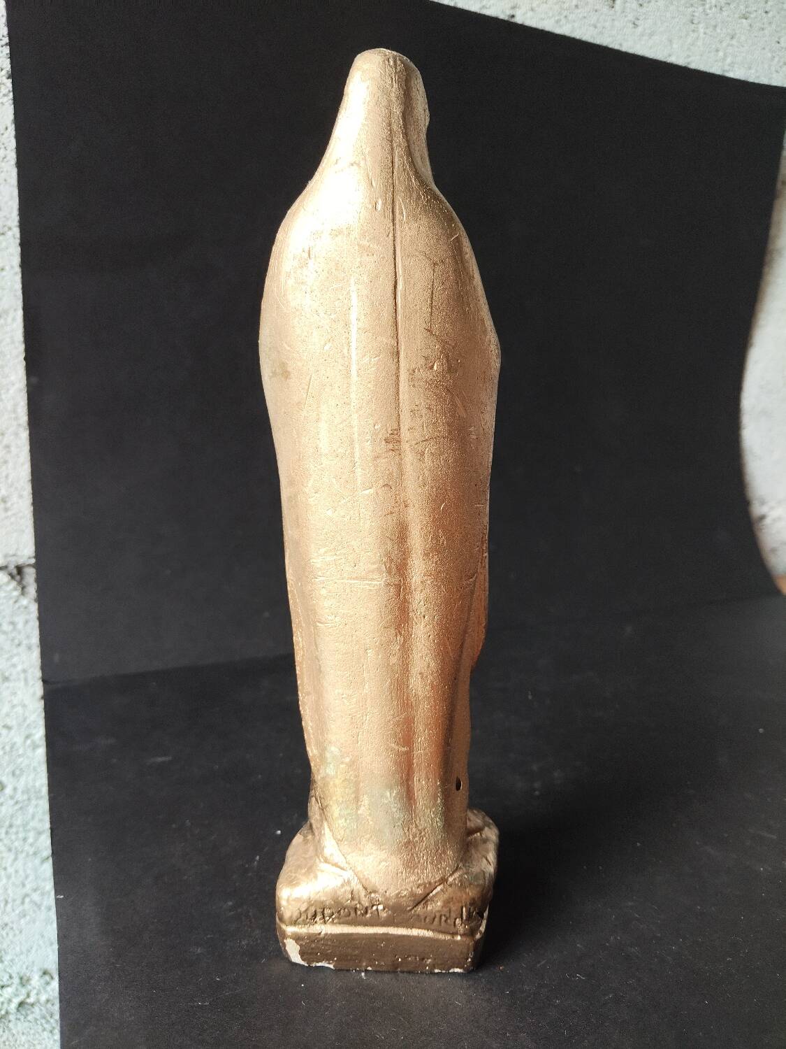 Golden Virgin Mary – Antique patinated plaster statue
