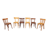 Set of 6 vintage mismatched bistro chairs