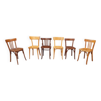 Set of 6 vintage mismatched bistro chairs