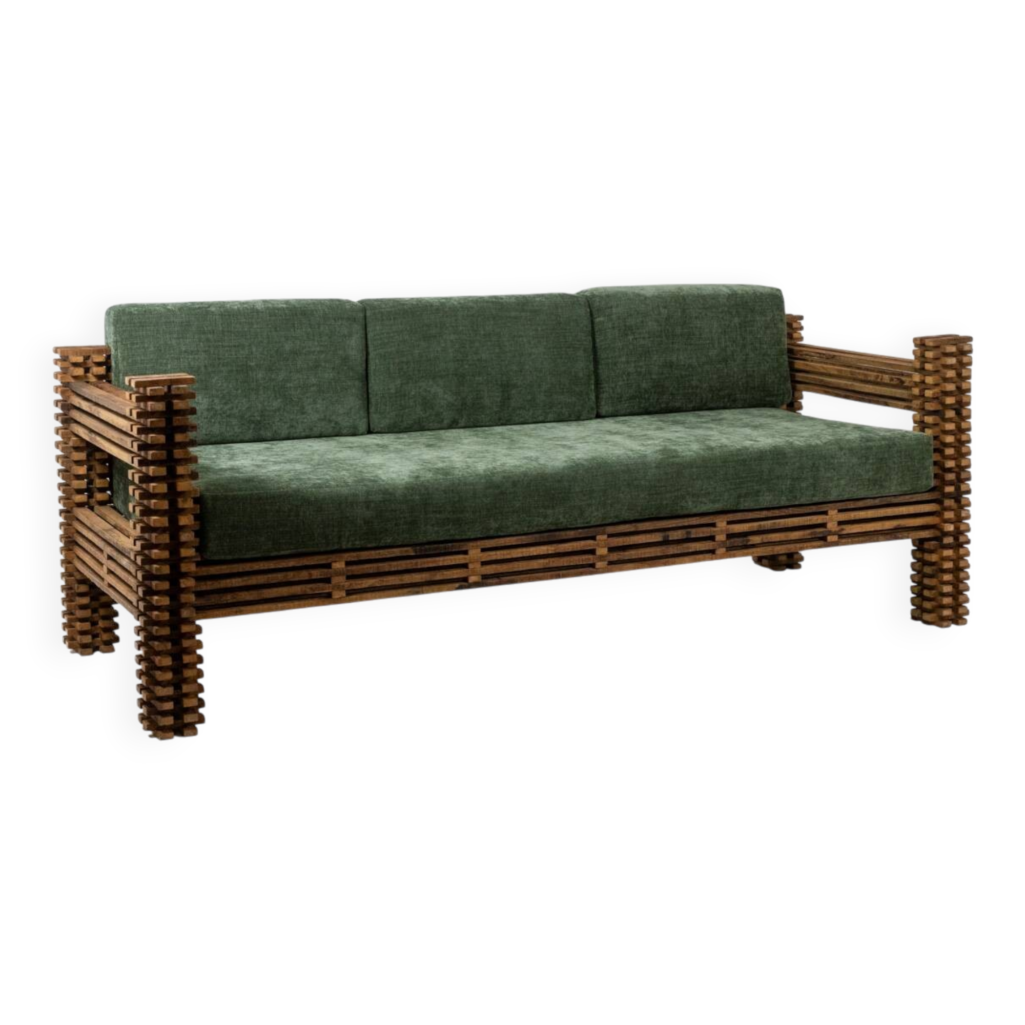 3-seater sofa or wall bench, “Kapla” model. 1960s.