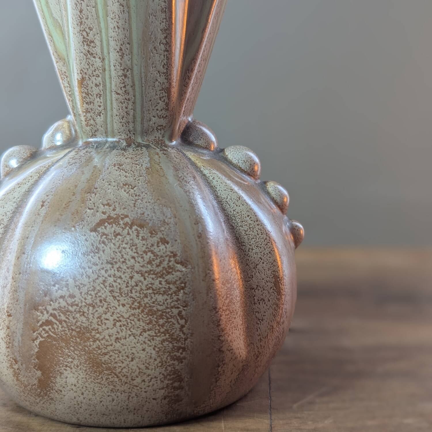 Vintage vase Made in Belgium 333 in turquoise brown ceramic