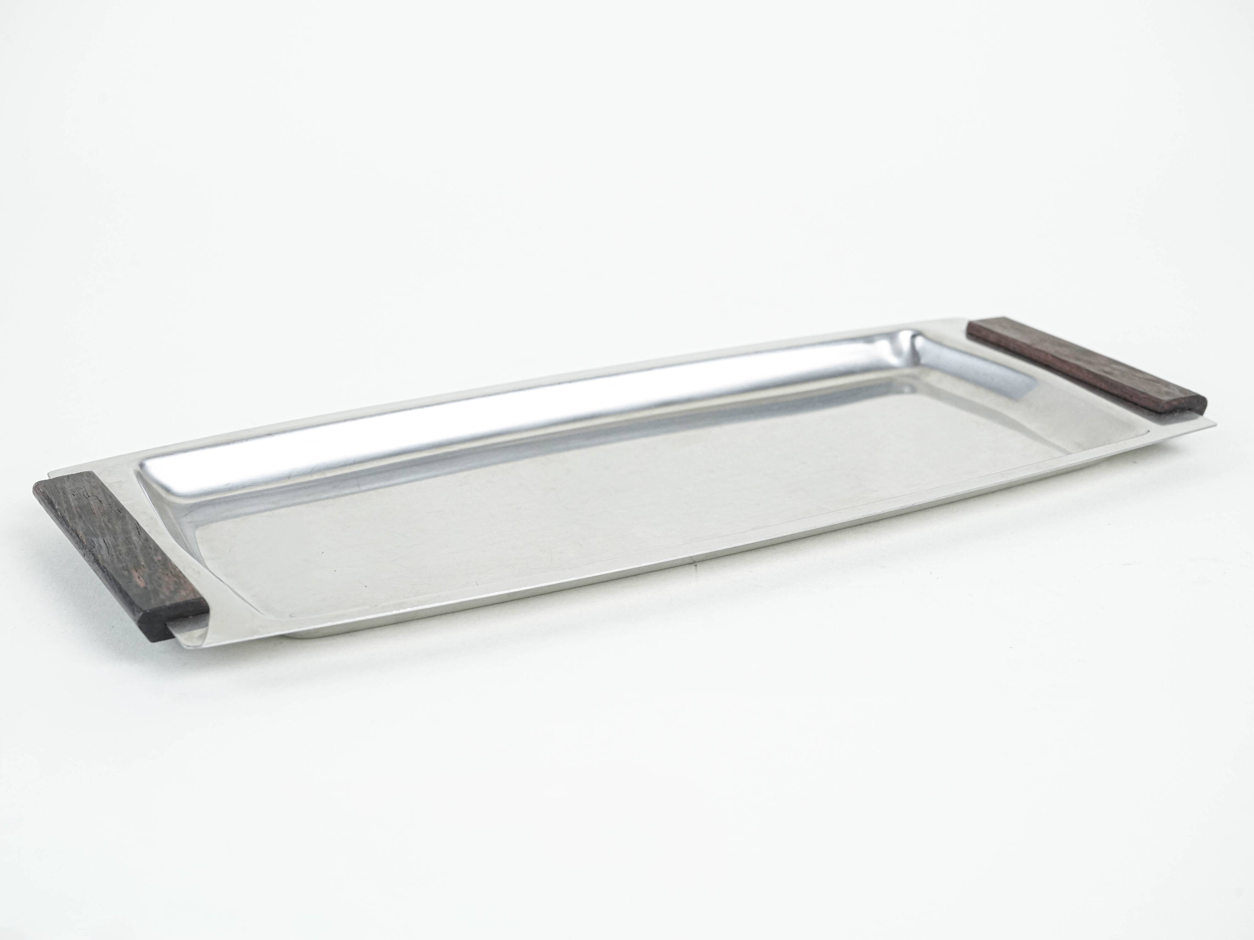 Plateau en acier inoxydable, design danois, années 1970, fabriqué au Danemark