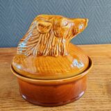 Terrine Vintage Tête de Sanglier en Céramique, Plat de Service Gibier