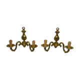 Pair of wall lamps with two lights in Louis XV style bronze