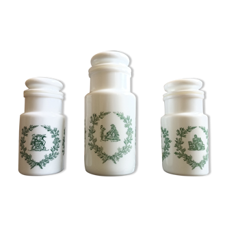 3 Italian opaline glass spice jars