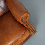 Fauteuil club vintage en cuir couleur cognac hollandais