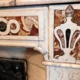 Carrara marble fireplace with 18th century incrustations