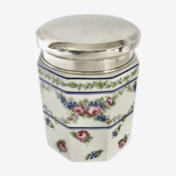 Pot à tabac en argent et porcelaine Tetard Frères