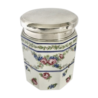 Pot à tabac en argent et porcelaine Tetard Frères