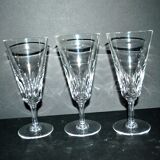 Baccarat set of 6 cut crystal champagne flutes, Carcassonne model, 1960