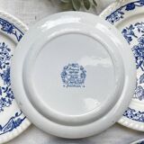 6 Vintage White Porcelain Plates with Gold Trim + 6 Small Mismatched Blue Jacobean Plates