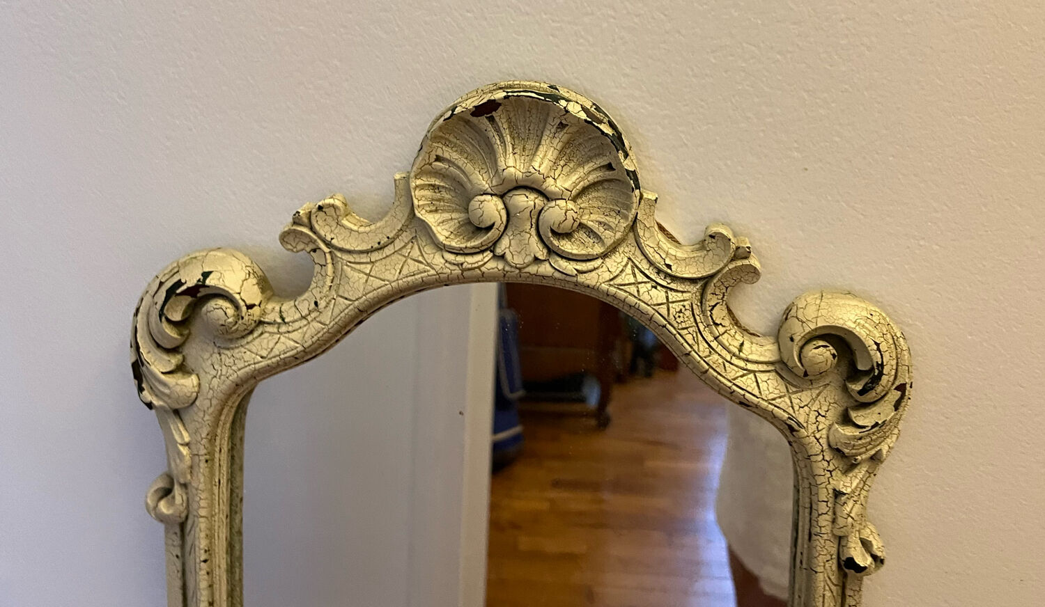 Carved painted wooden mirror