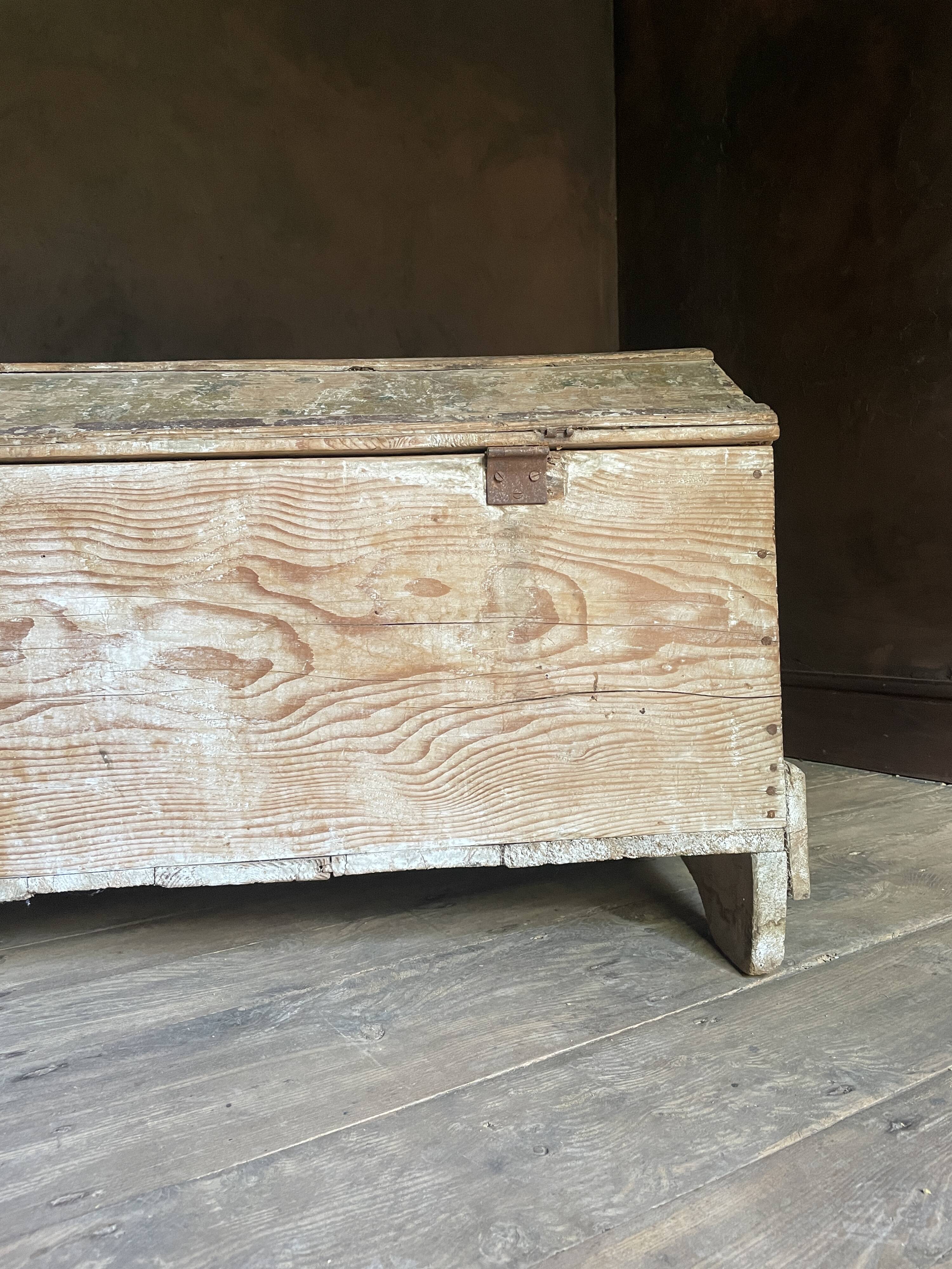 Large Antique 19th Century Continental Painted Pine Blanket Chest | Antique