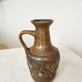Rustic Ceramic Jug: 1970s West German Pottery Vase, Boho Decor