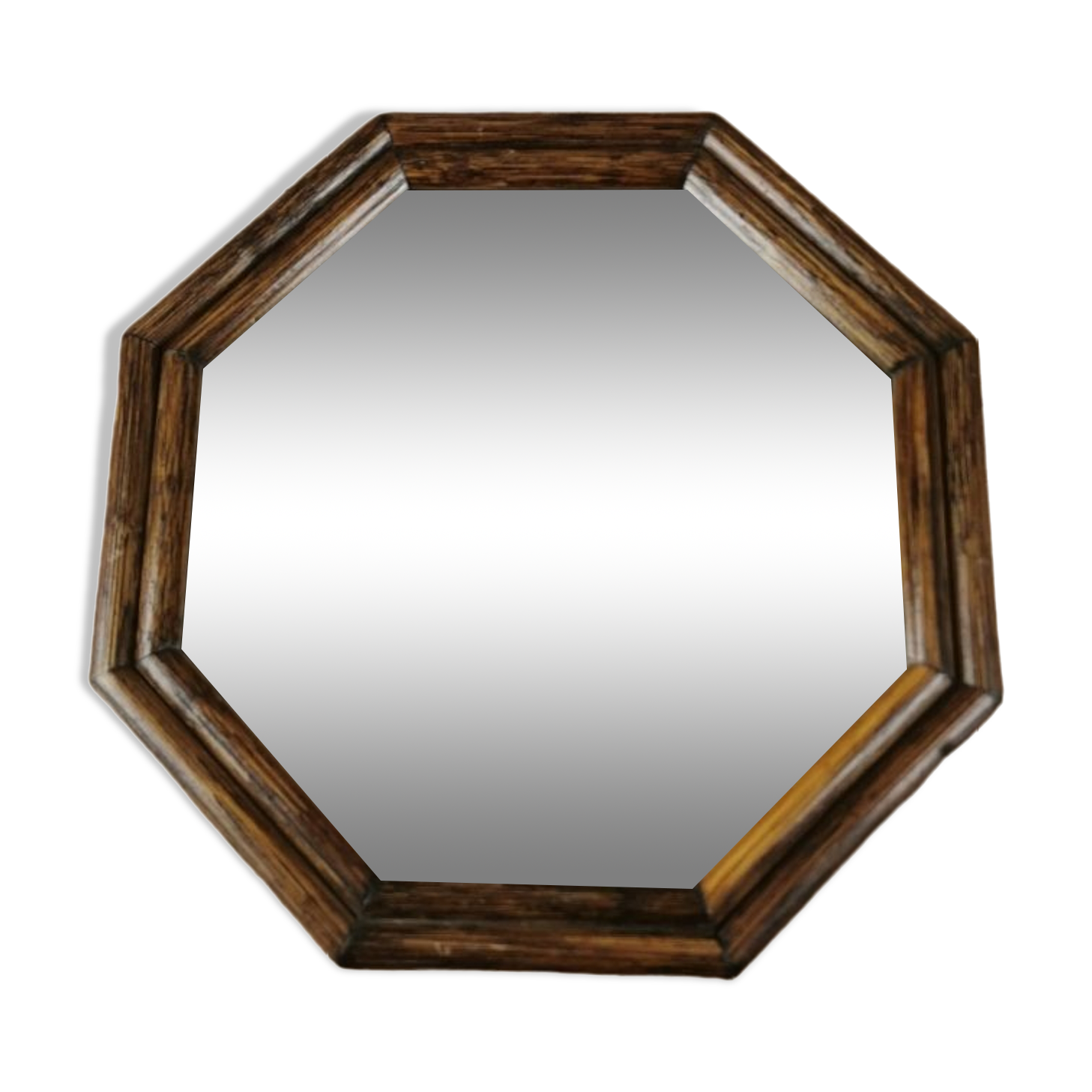 Vintage rattan mirror, octagonal