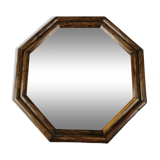 Vintage rattan mirror, octagonal