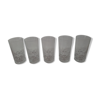 5 verres tumbler long drink cristal