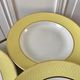 lot of 6 hollow plates Moulin des Loups textured canary yellow 50s