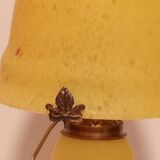 Lampe champignon pâte de verre jaune tacheté rouge
