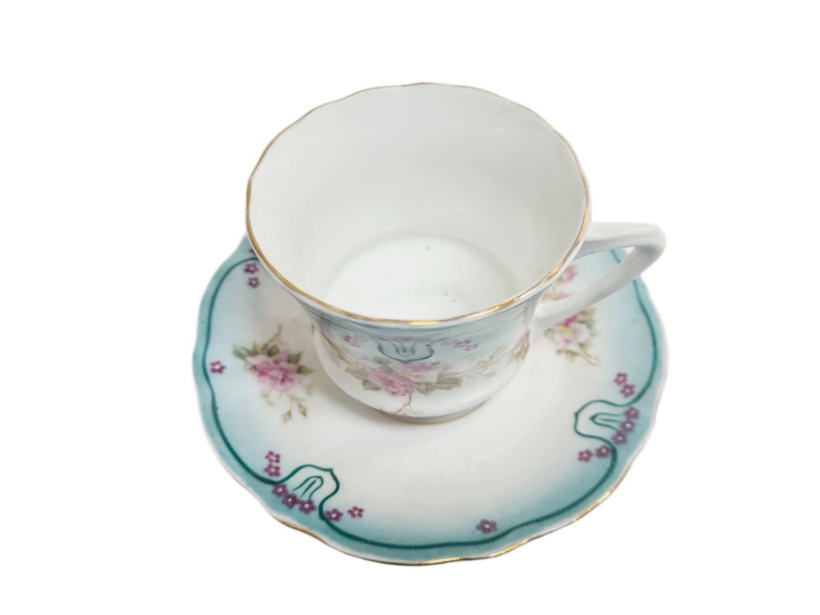 Tasse à café et soucoupe Art Nouveau de Tielsch, Pologne, années 1950, ensemble de 2
