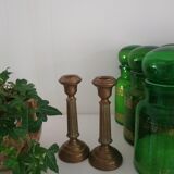 Paire de bougeoirs anciens en laiton 1870