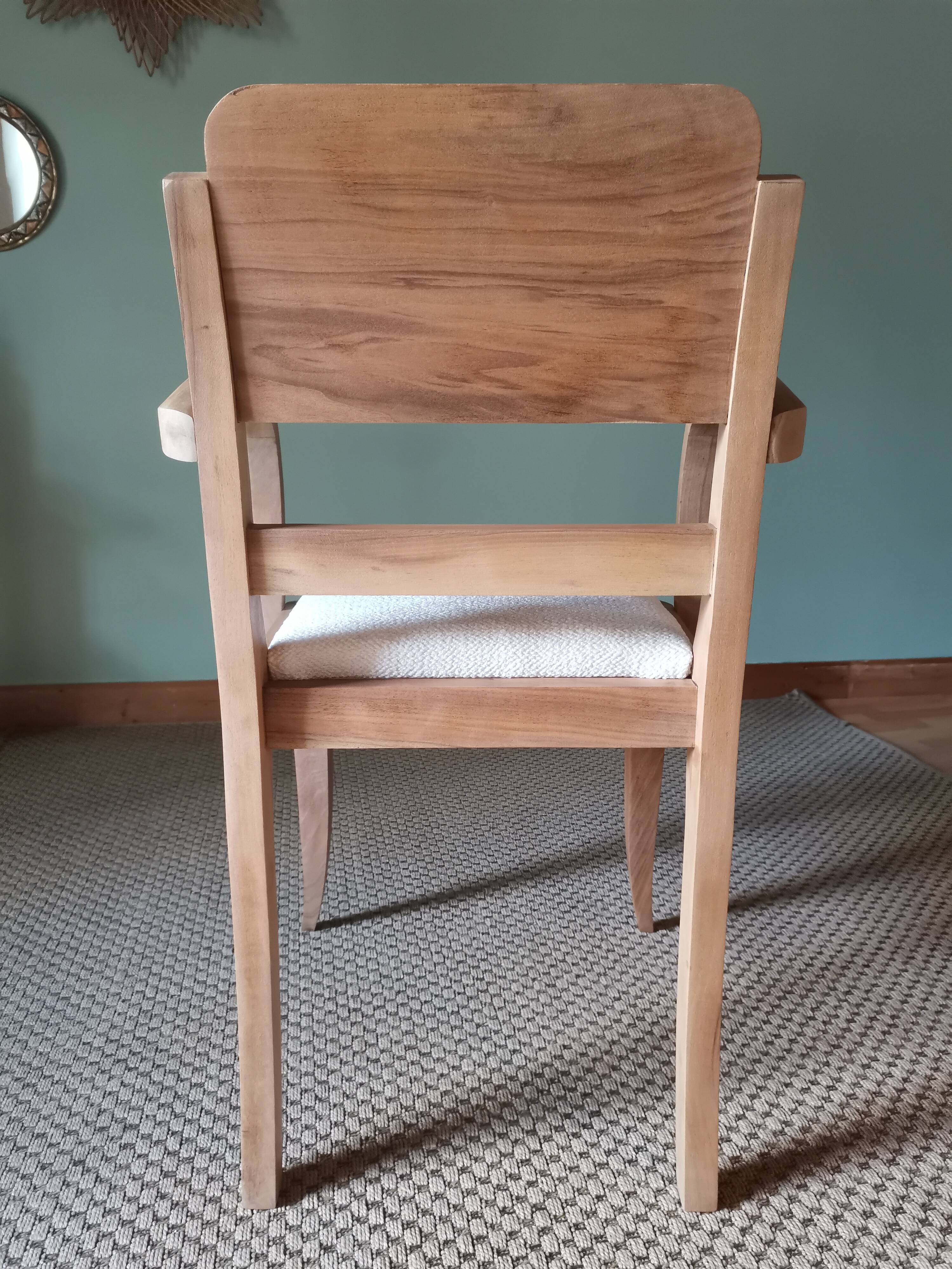 Fauteuil bridge art deco bouclette blanche