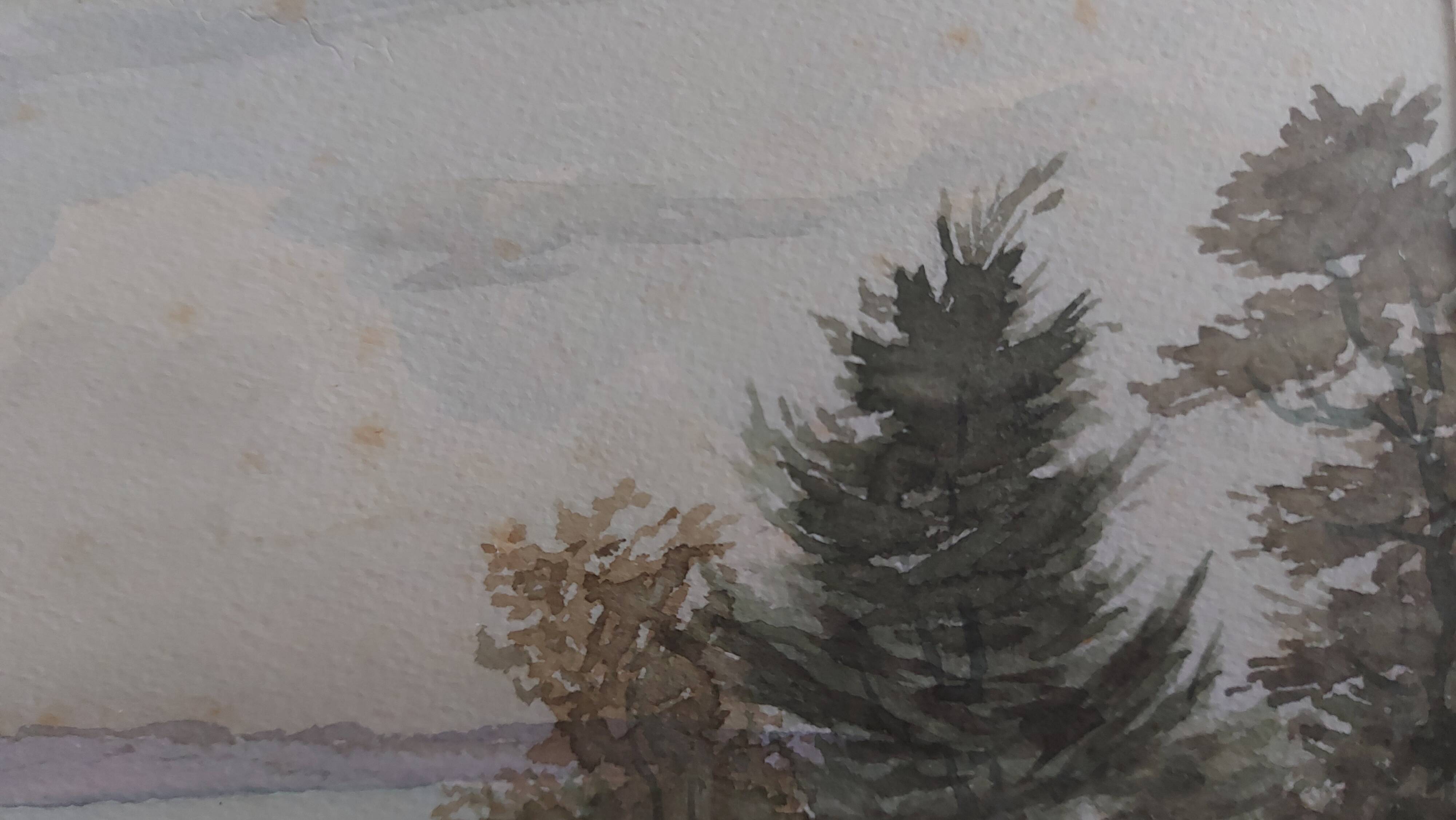 Watercolor framed and under glass signed B.Lavenan Breton Painter Made In France