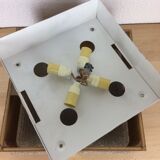 Scandinavian square wall lamp perspex and teak, ceiling lamp