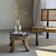 Petit stool, tabouret d'appoint en teck massif rectangulaire wabi-sabi H25