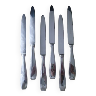 Coffret de 6 couteaux de table en acier inoxydable monocoque  Vintage