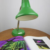 Adjustable Desk Lamp in Green Painted Metal and Chrome-Plated Spiral Arm from TEP, 1970s