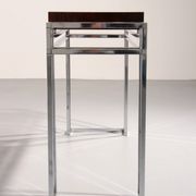 Table console en chrome et bois d'Aldo Tura, années 1970