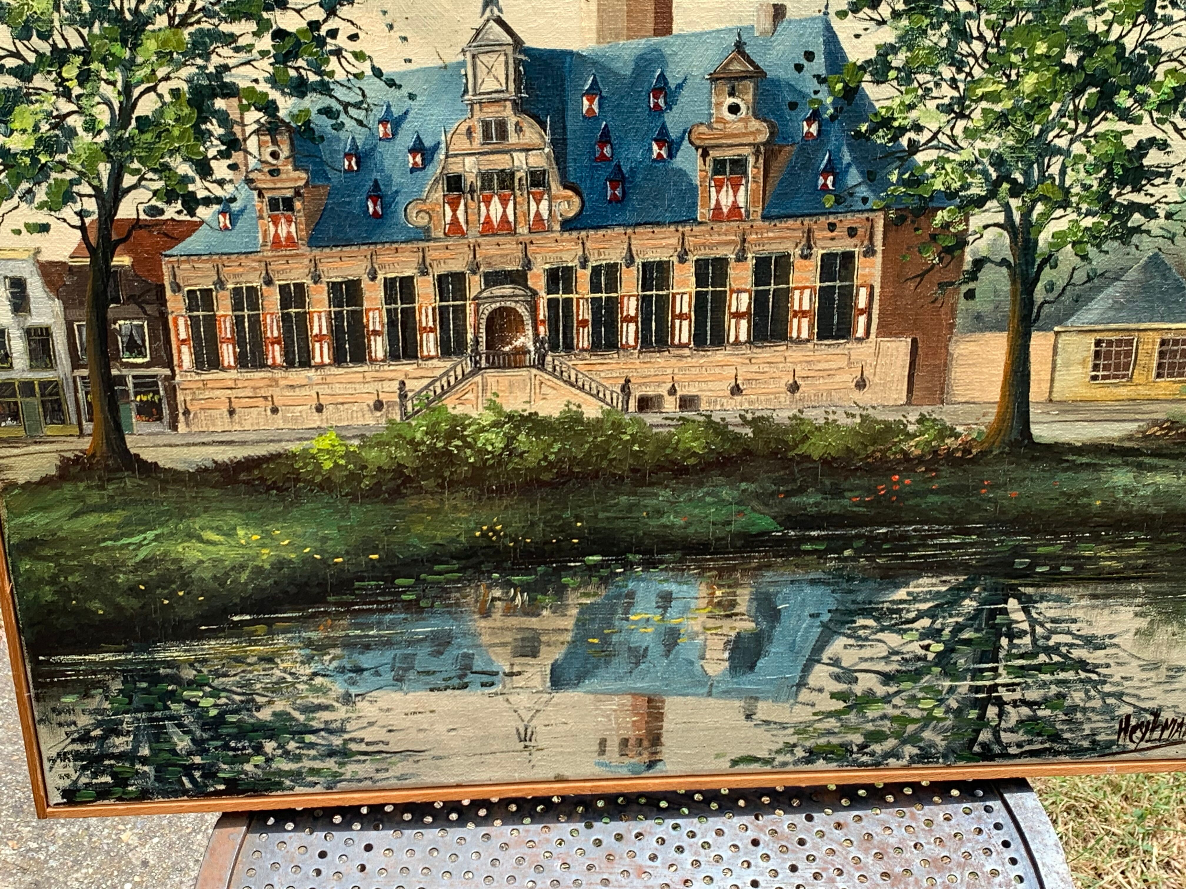Painting monument architecture netherlands signed by Willem Heytman vintage