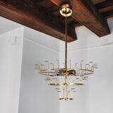 Venini two-tone chandelier, 3 levels, murano glass, Italy, 1970