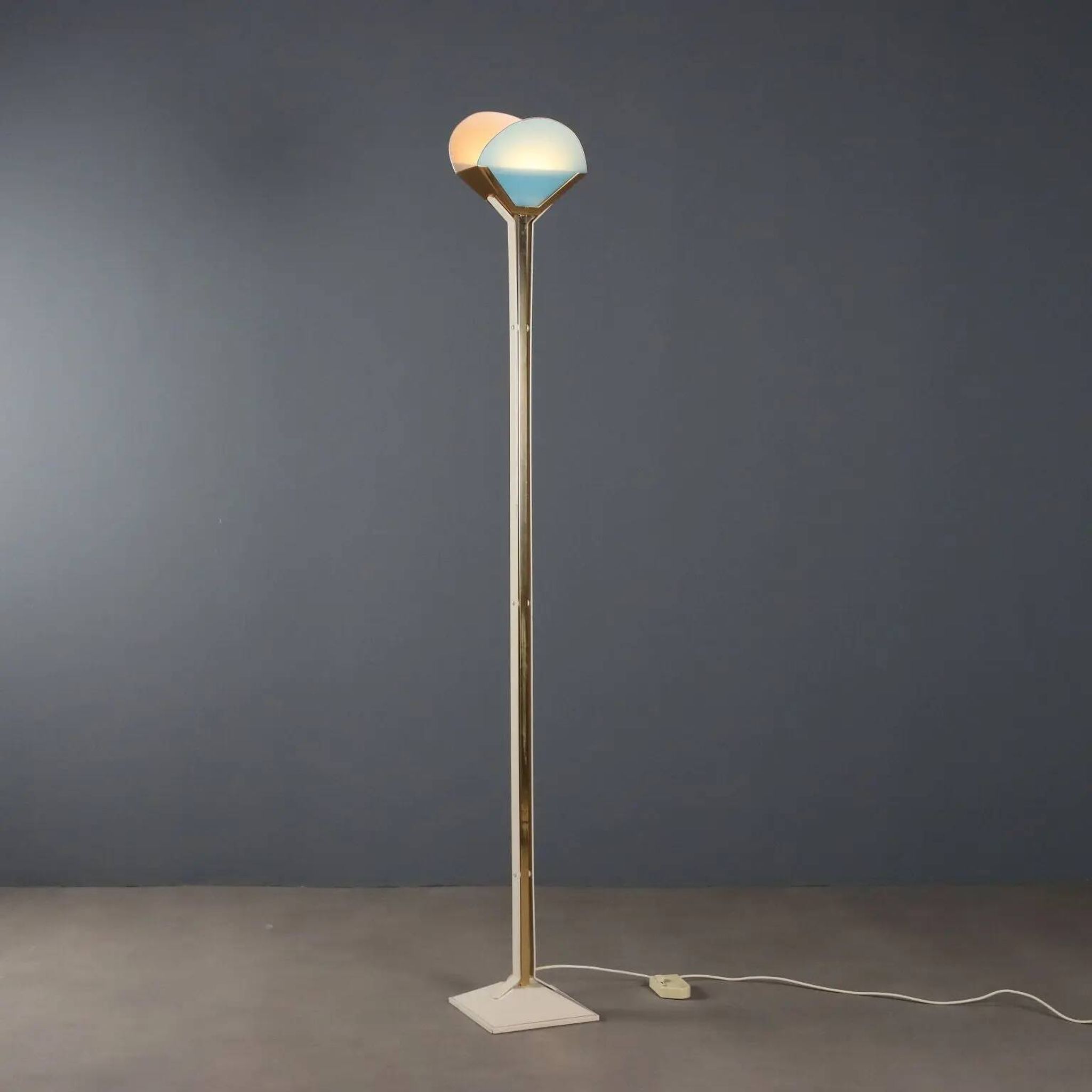 Vintage aluminium and glass floor lamp, Italian design, 1980s.