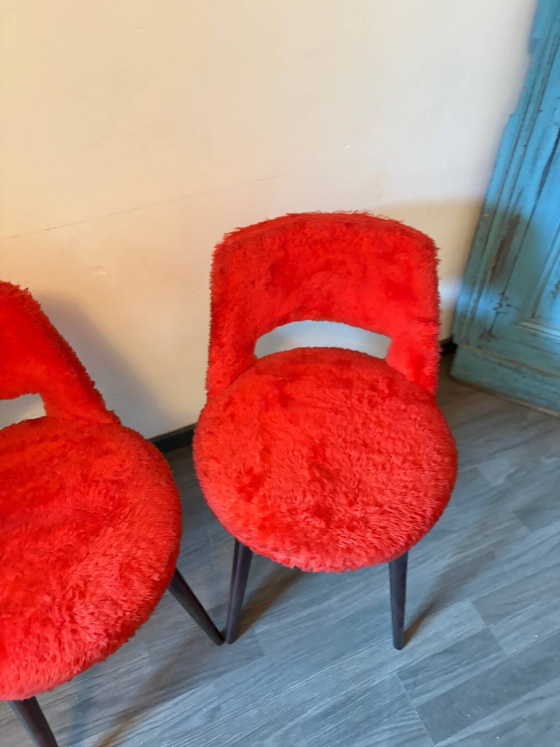 Pair of armchairs with splayed legs