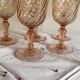6 vintage pink wine and water glasses, Rosaline Luminarc France tableware
