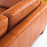 Three-seater sofa in cognac-colored leather produced by De Sede. Model DS-17/123, Switzerland, 2000s