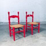 Set of Scandinavian Country Design Red Side Chairs, Sweden, 1960s