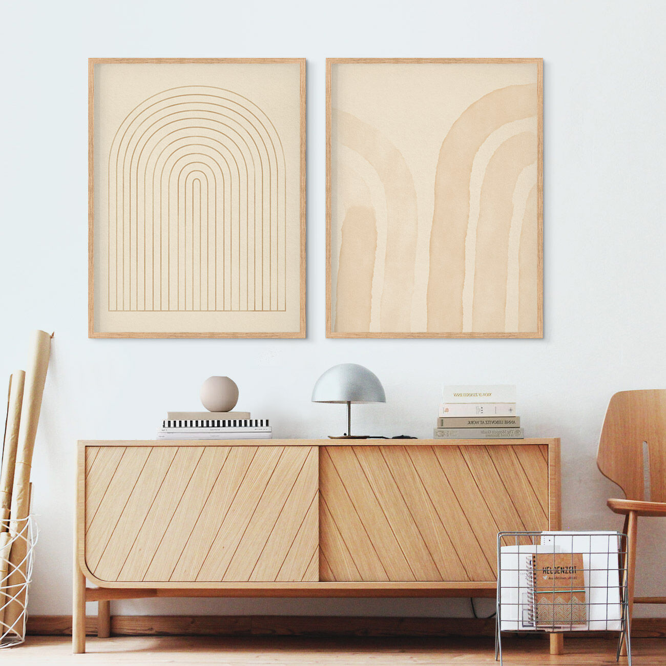 Pair of giclee prints, abstract blue wall art set of two, 50x70cm