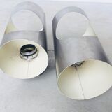 Double cylindrical wall lamp oxar stainless steel design 1970