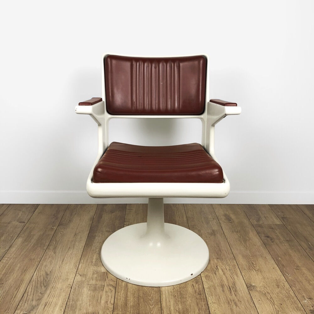 Space-Age vintage hairdresser's chair in resin and skai