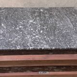 Commode style Louis Philippe 4 tiroirs marbre gris noyer bois brut