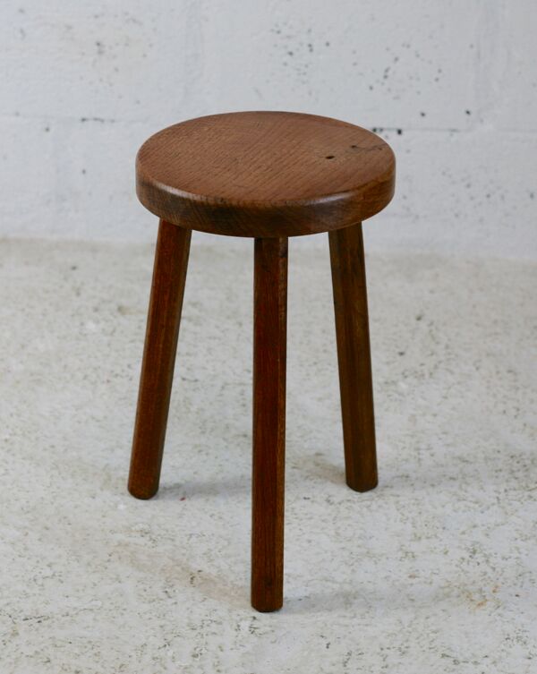 Tabouret tripode bois france, circa 1950