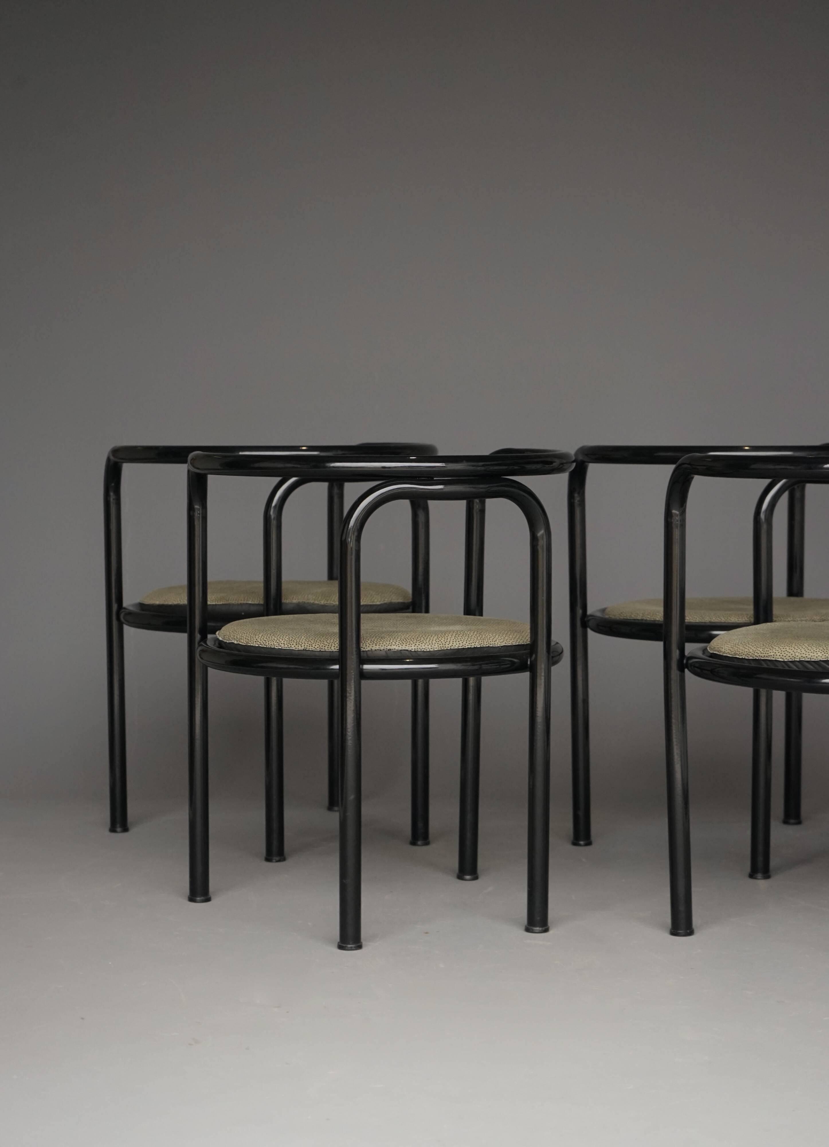 Set of 4 black 'Locus Solus' chairs by Gae Aulenti for Poltronova, 1960s