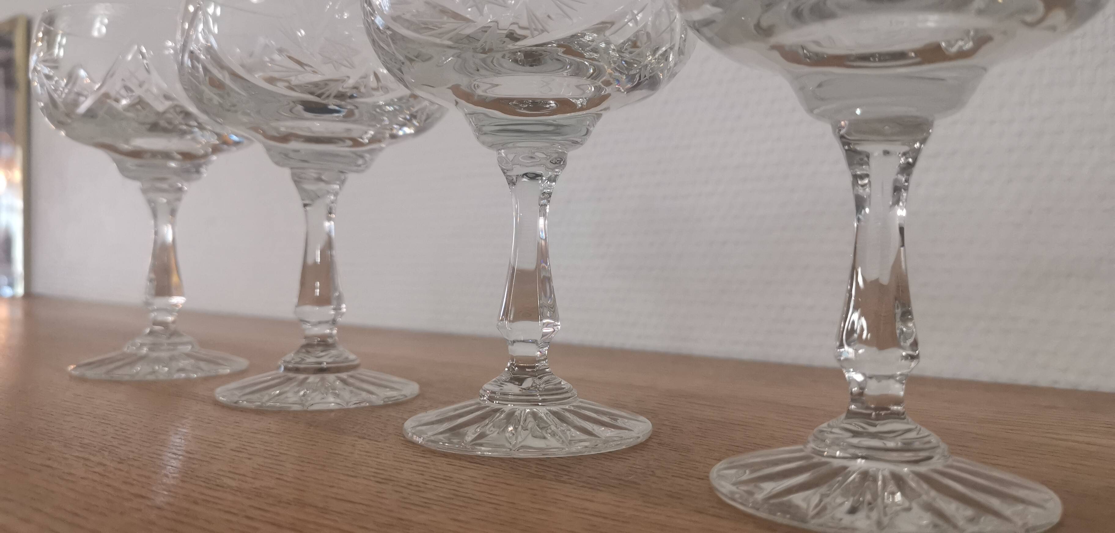 4 cut crystal champagne glasses