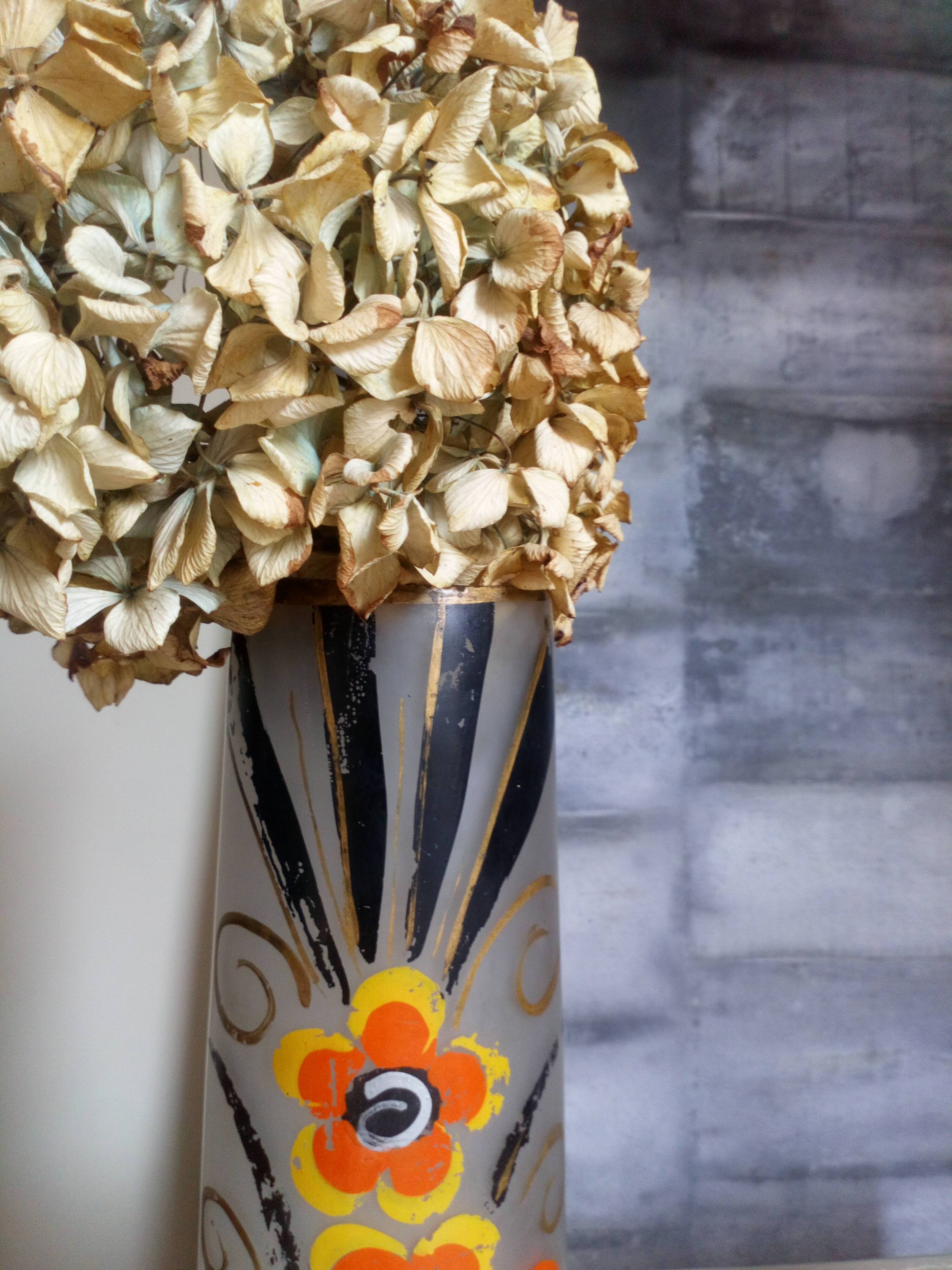 Painted frosted glass Art Deco vase