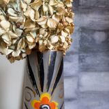 Painted frosted glass Art Deco vase